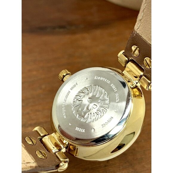 Anne Klein Women's Watch 10/9442 Gold Dial Quartz 26mm Brown Leather Band - Picture 7 of 13